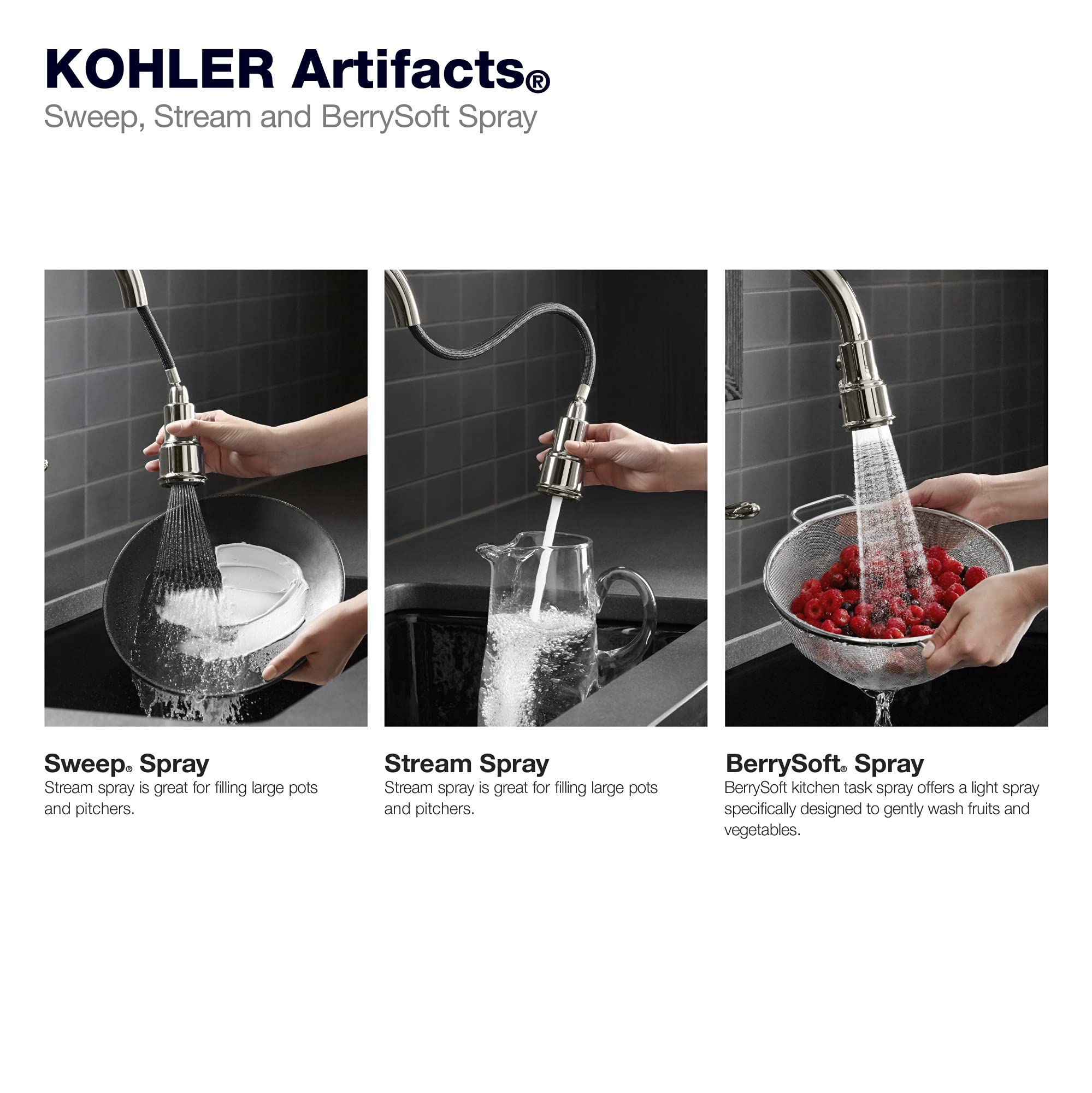 Artifacts Single-Hole Kitchen Sink Faucet With 17-5/8'' Pull-Down Spout And Turned Lever Handle, Docknetik Secure Docking System